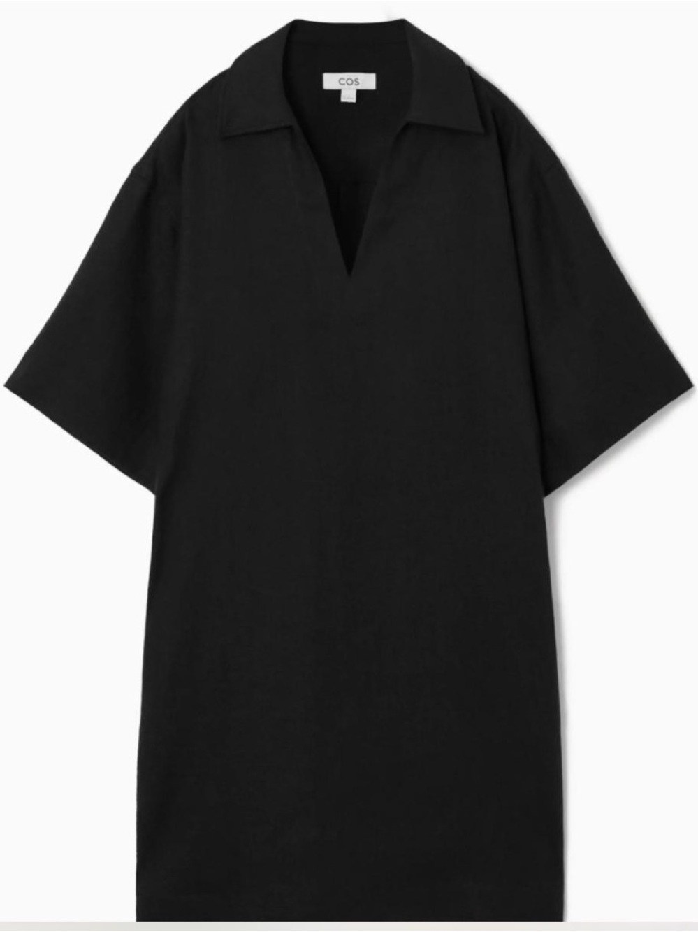 COS Boxy Linen Midi Shirt Dress Size Large Black Relaxed Lagenlook size 12 L